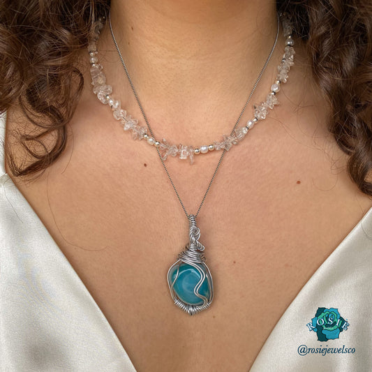 Blue Aragonite Pendant